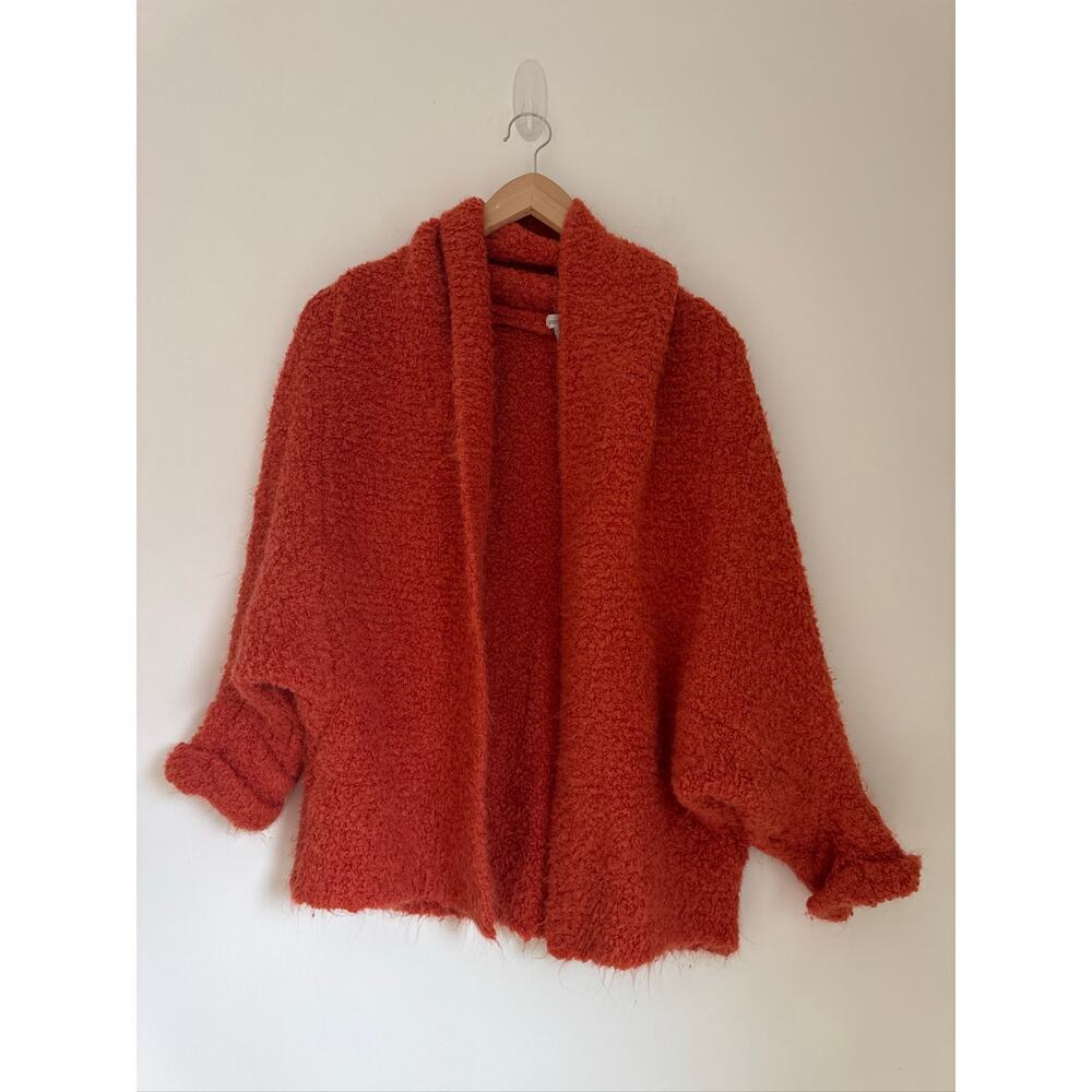 Sundance Dolman Sleeve Slouchy Nubby Knit Cozy Cardigan - Orange Large